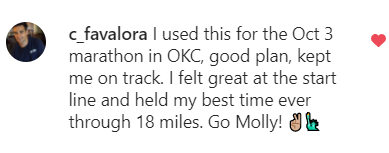 Testimonial from a runner who used the 12 Week Marathon Training Schedule