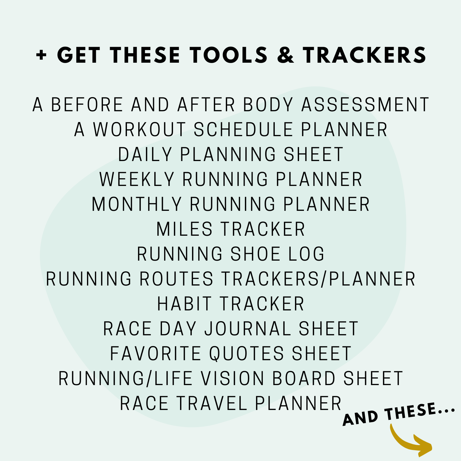 a list of the tools and trackers inside the 32 Week Marathon Training Schedule Plan
