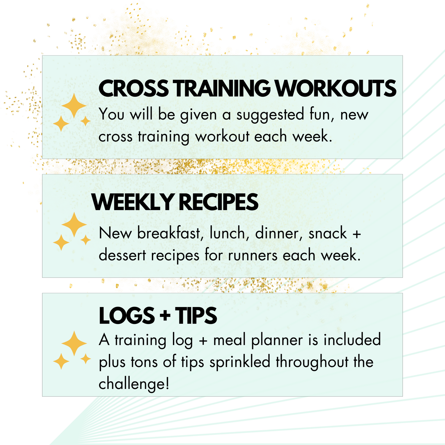 features included inside the 6 week half marathon training plan challenge