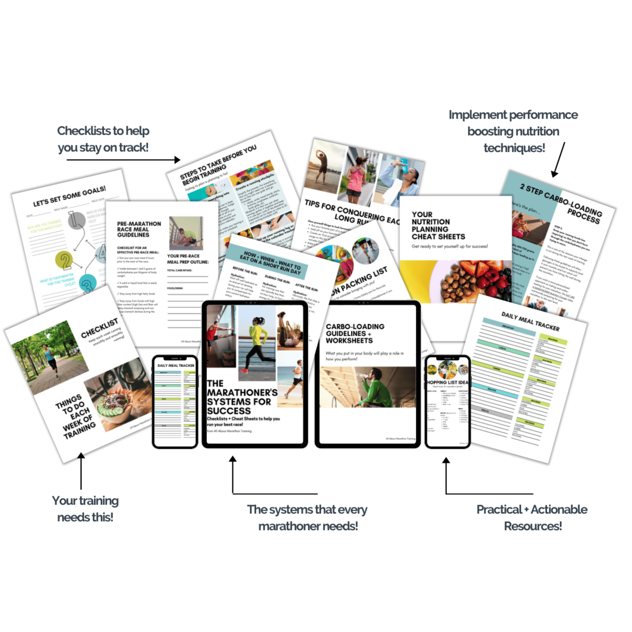 Another mockup of the Marathon Training Systems for Success Marathon Training Guide