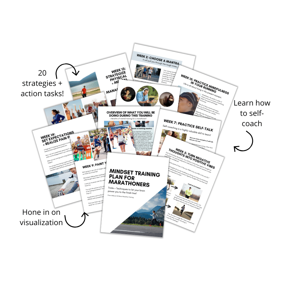 A sneak peek of the pages that are included in the Mindset Training Plan for Marathoners