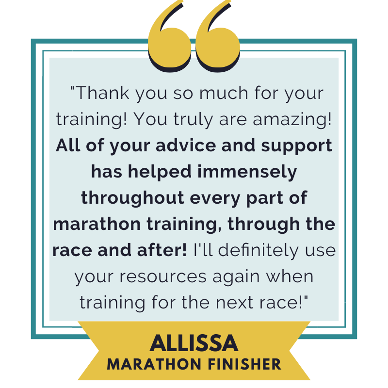 A Testimonial from a runner who used the Run Your First Marathon Training Program and said that it helped so much through every part of marathon training, during the marathon race and in marathon recovery.