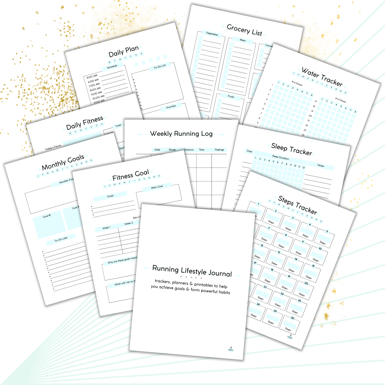 Mockup layout of the Running Lifestyle Journal or running log