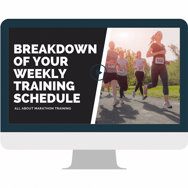 A GIF of the Marathon Training Schedule coaching videos that are inside the Run Your First Marathon Training Program.