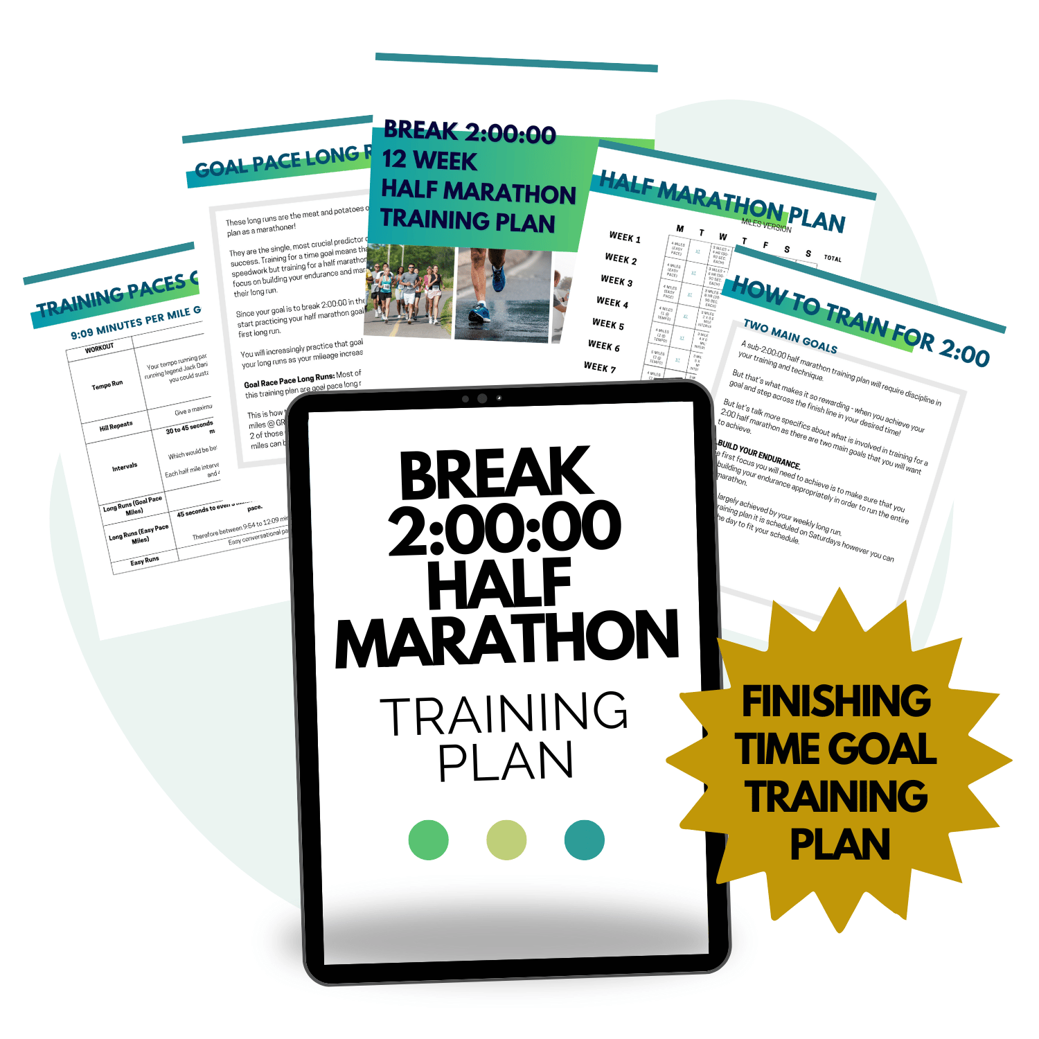 2:00 Half Marathon Training pace and plan mockup