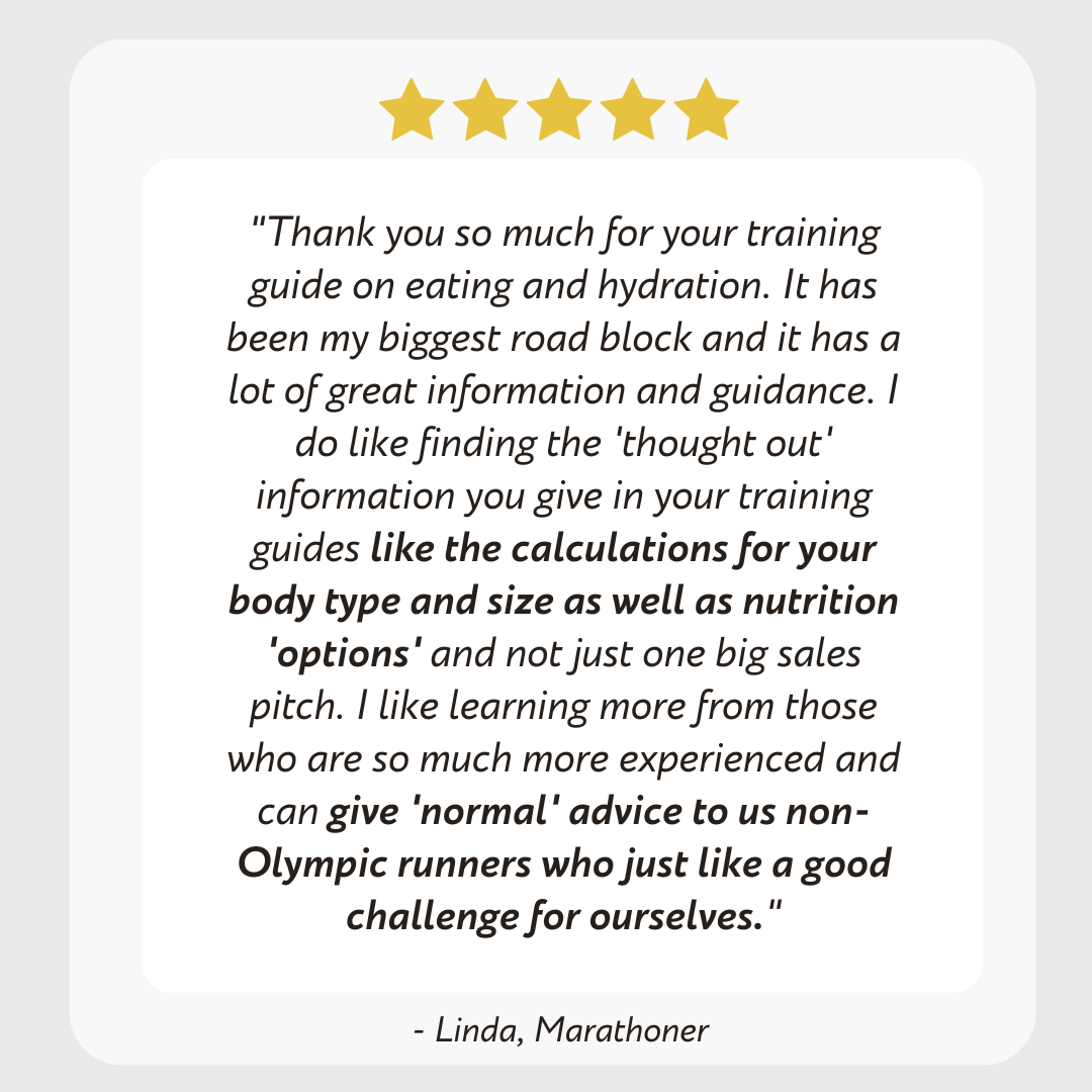 Testimonial of Eat Like a Marathoner Nutrition Course that likes the calculators