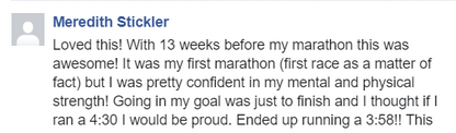 Testimonial from a runner who used the 12 Week Marathon Training Schedule 