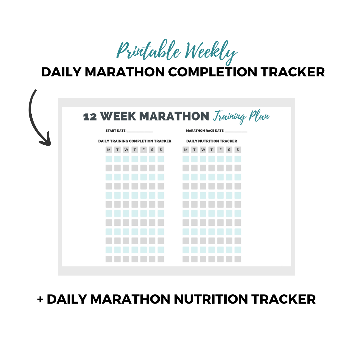 12 Week Marathon Training Plan Tracker Sheet