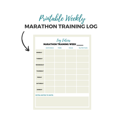 12 Week Marathon Training Plan Printable Log Sheet