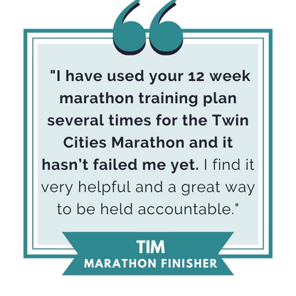 12 Week Marathon Training Plan Testimonial from Marathon Finisher that used this 12 Week Marathon Training Plan several times.