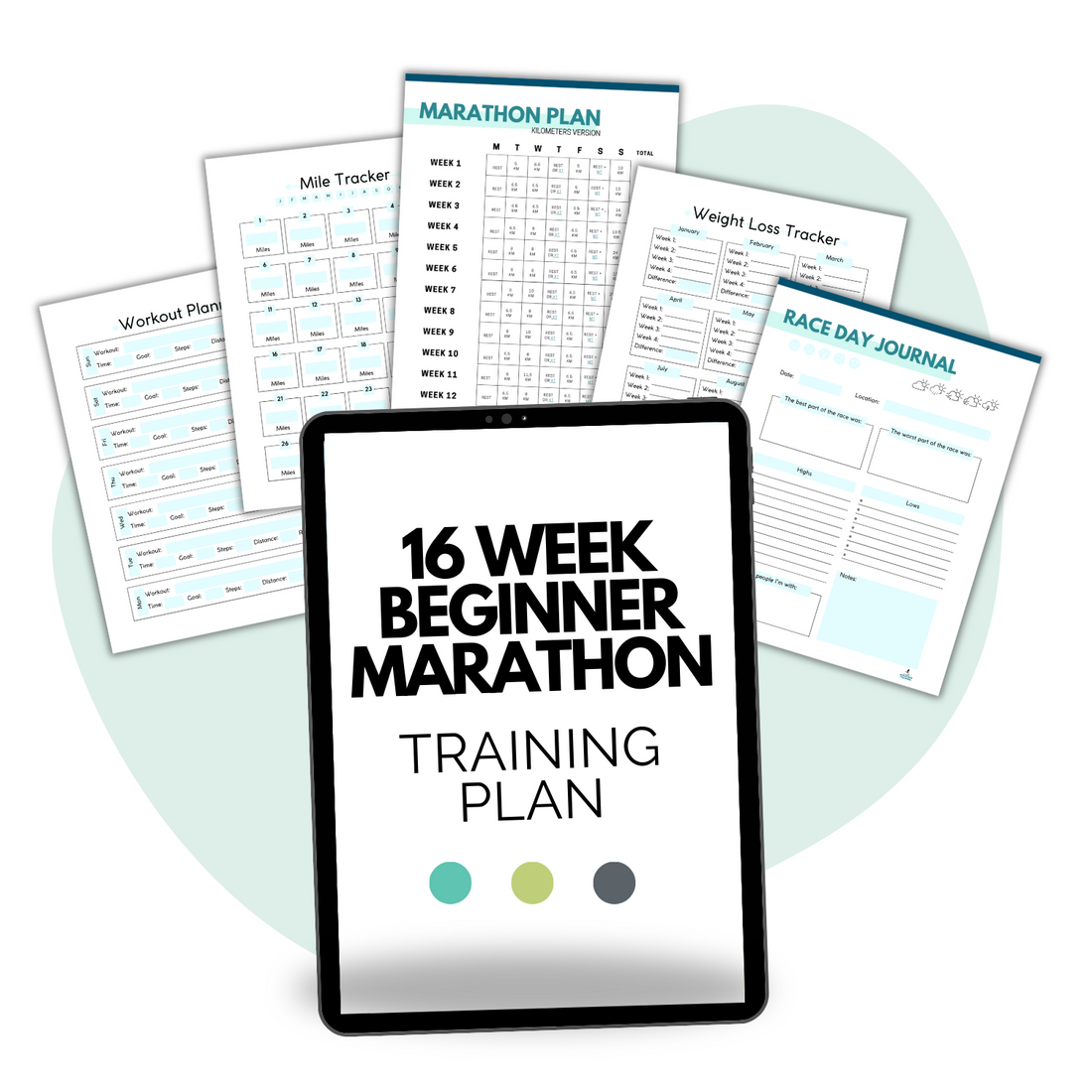 16 Week Beginner Marathon Training Plan with PDF mockup
