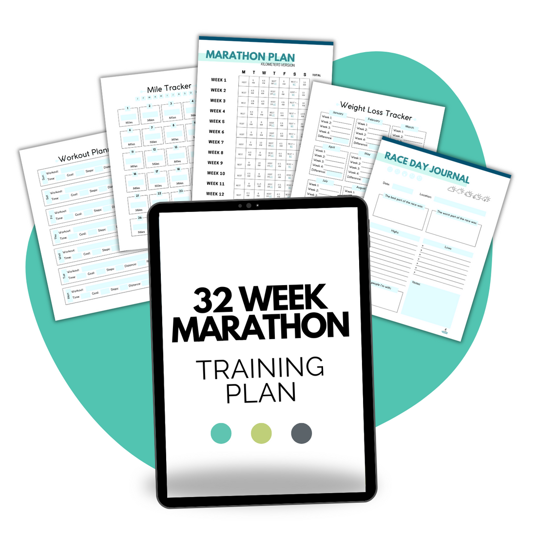 32 Week Marathon Training Schedule Plan Mockup