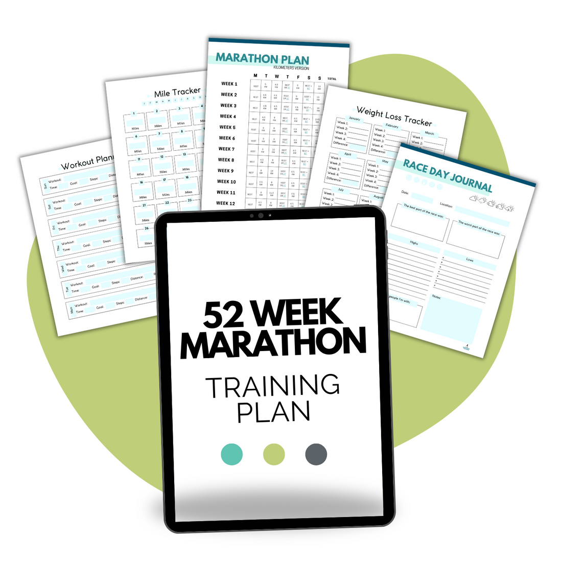 52 Week Marathon Training Plan Mockup