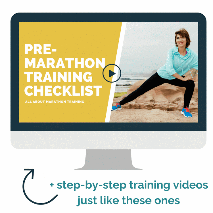 A GIF of the coaching and running videos that are contained inside the Run Your First Marathon Training Plan.