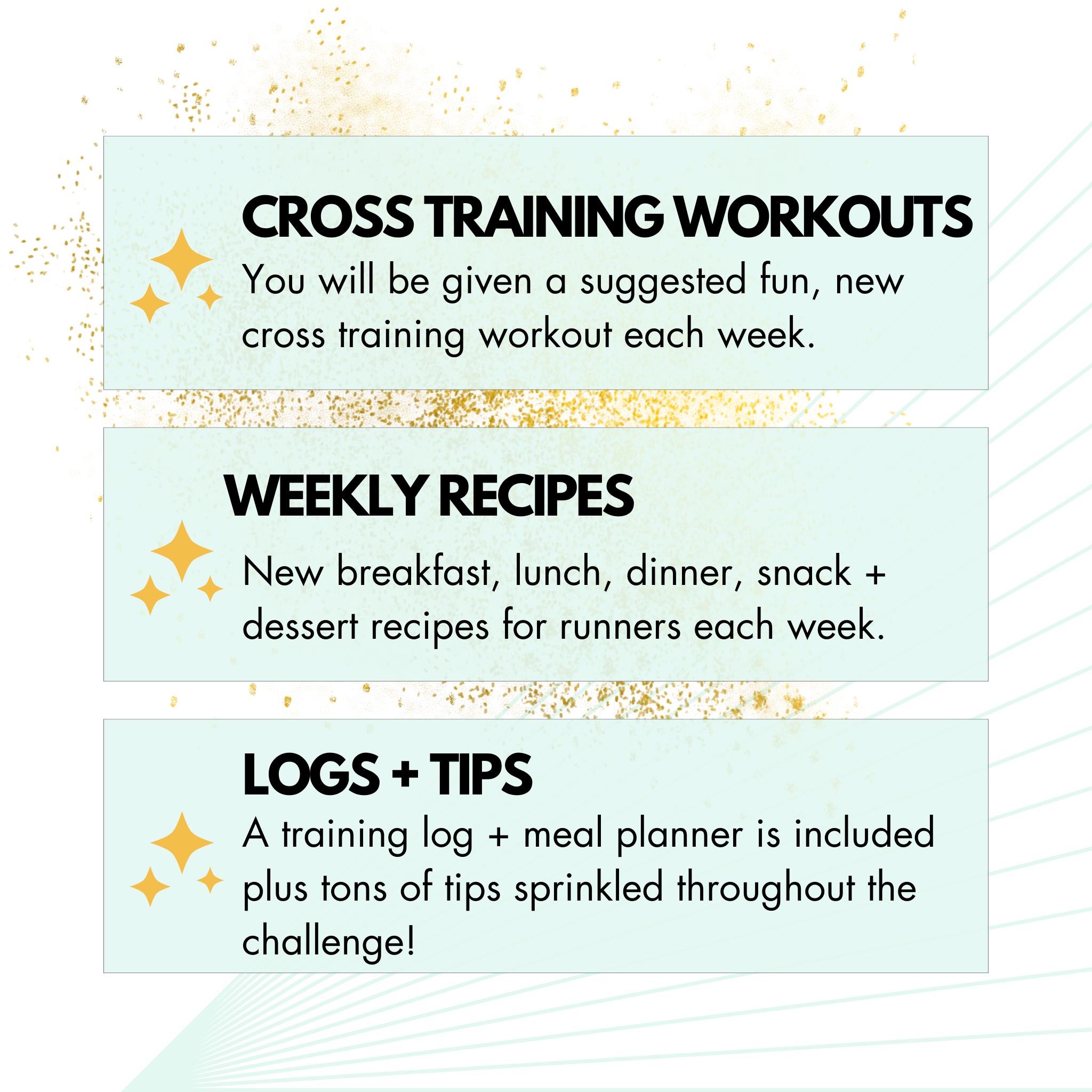 features included inside the 6 week half marathon training plan challenge