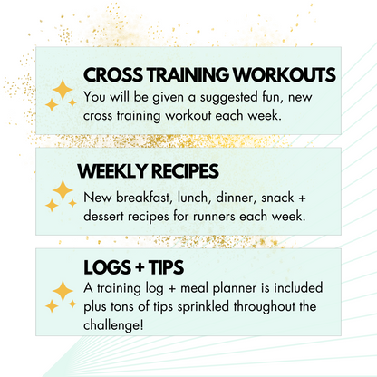 features included inside the 6 week half marathon training plan challenge