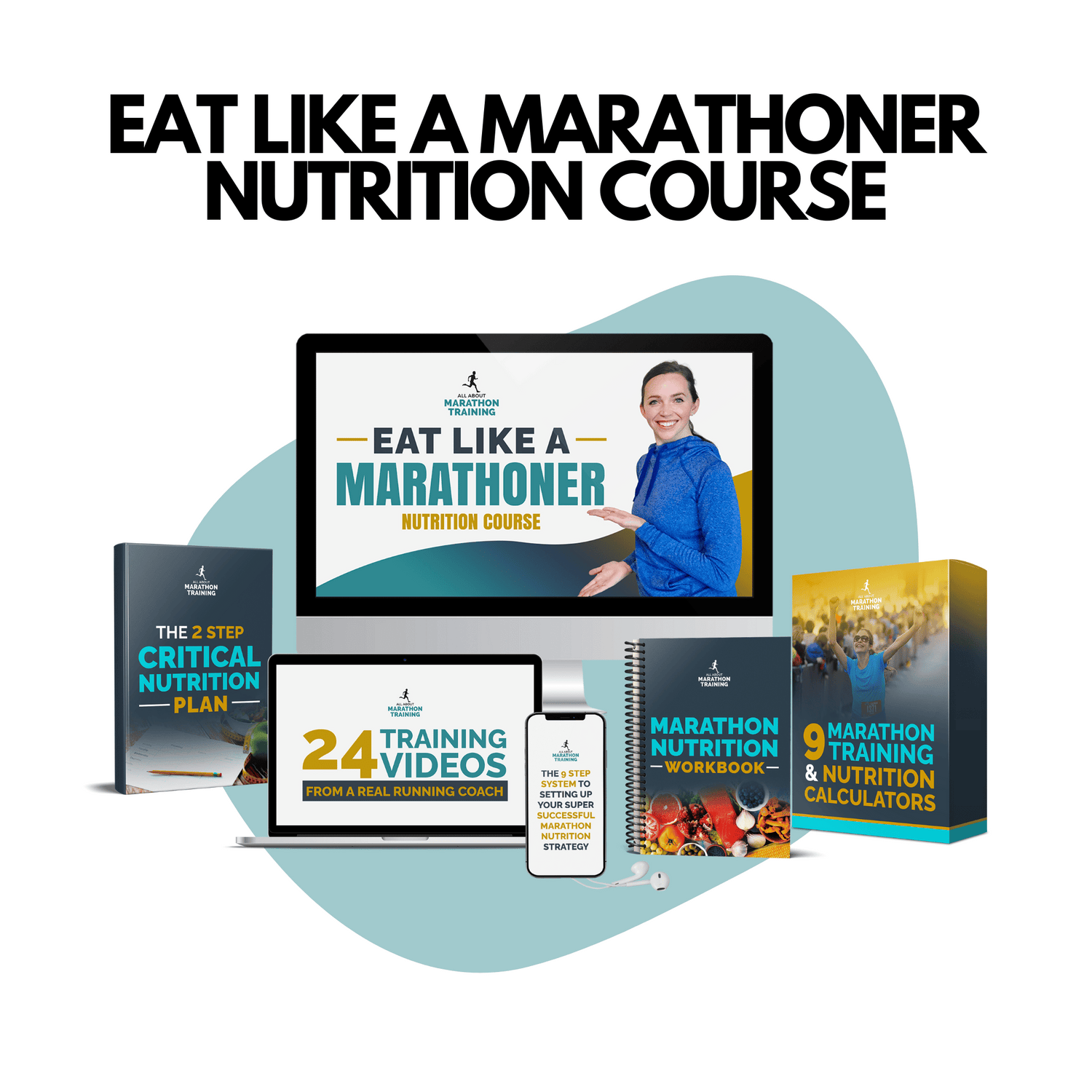 This is a mockup of the Eat Like a Marathoner Nutrition Course for Runners