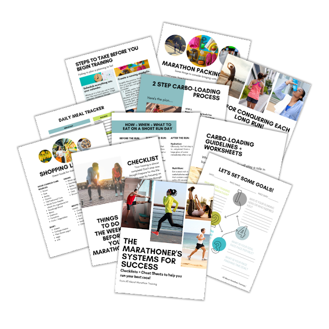 A mockup of the pdf images that are inside the Marathon Training Systems for Success Marathon Training Guide