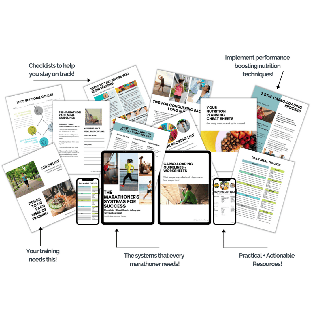 Another mockup of the Marathon Training Systems for Success Marathon Training Guide