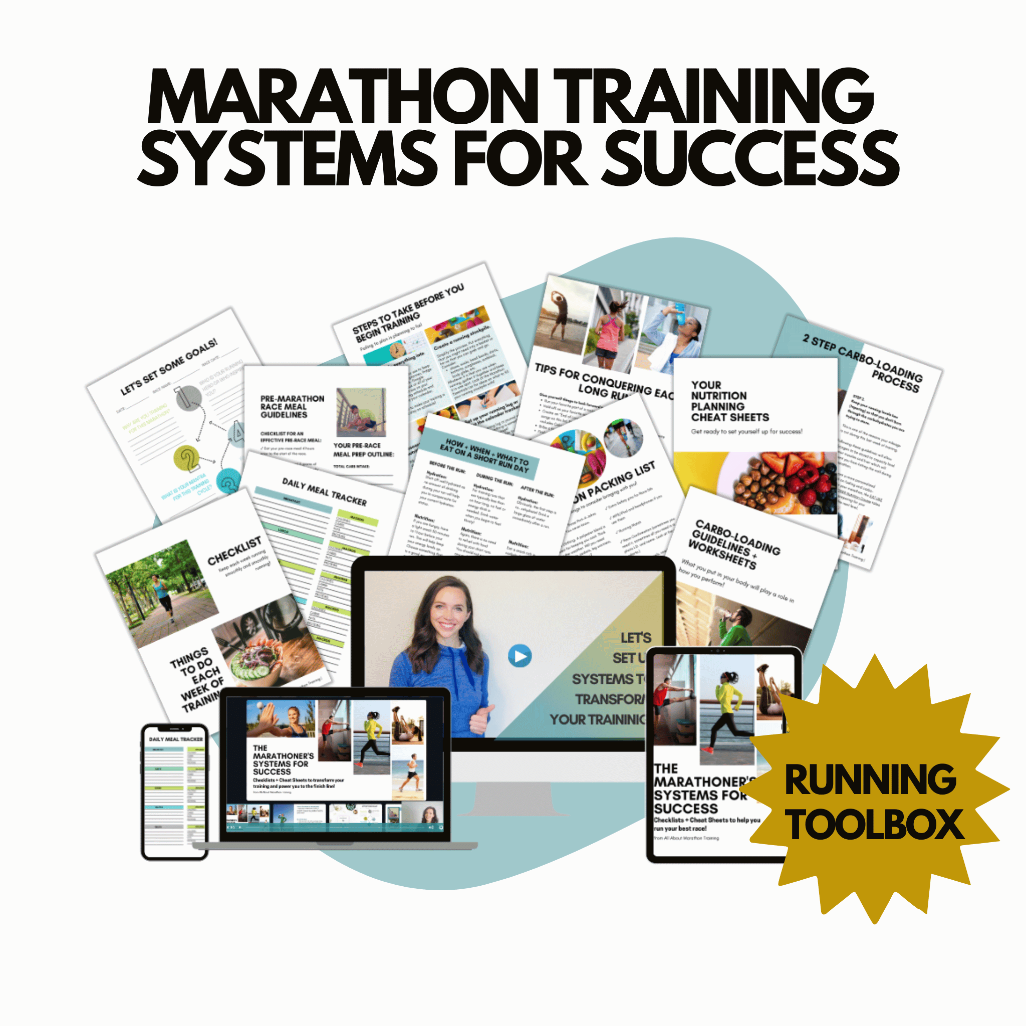 Another mockup of the Marathon Training Systems for Success Marathon Training Guide