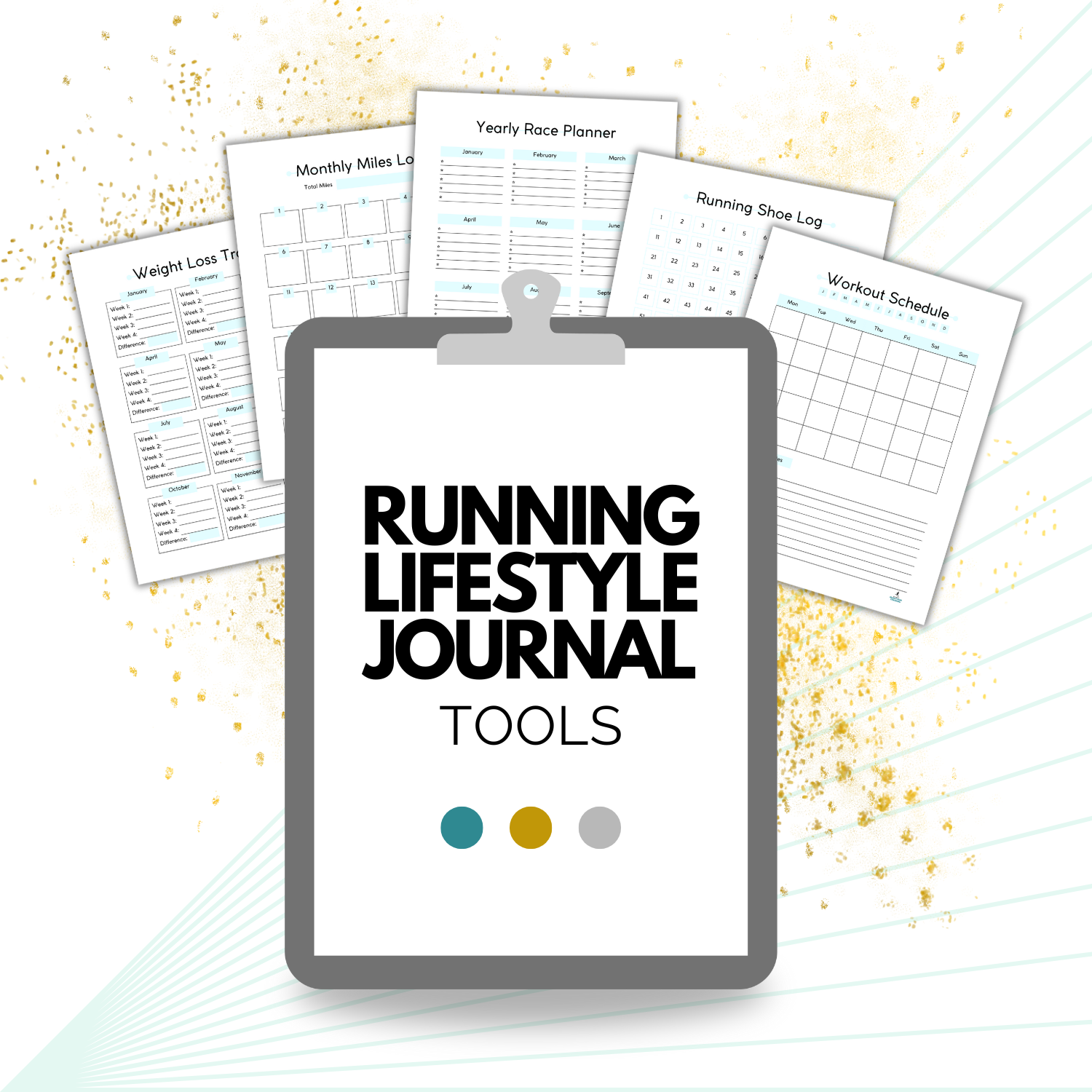 Mockup of the Printable Running Lifestyle Journal or running log