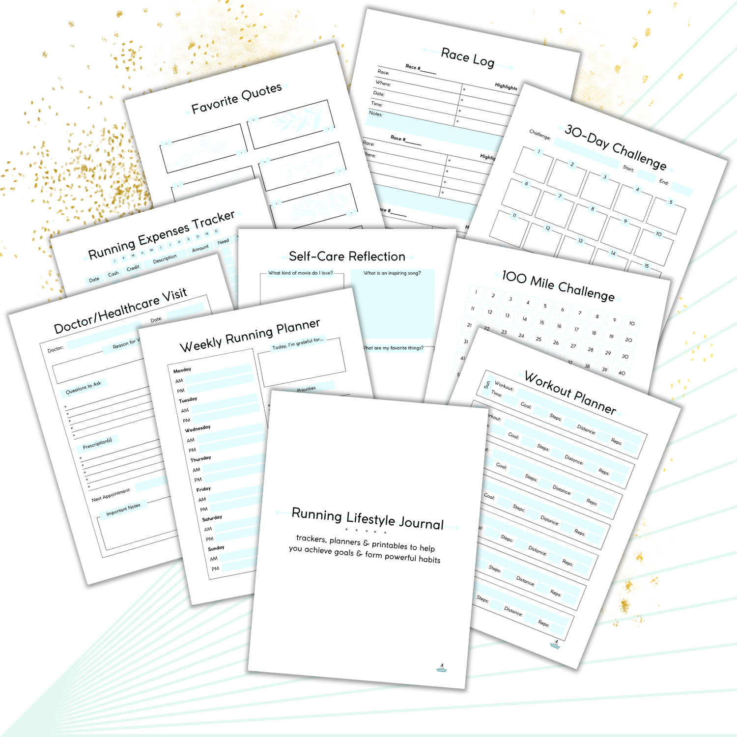 Mockup layout of the Running Lifestyle Journal or running log