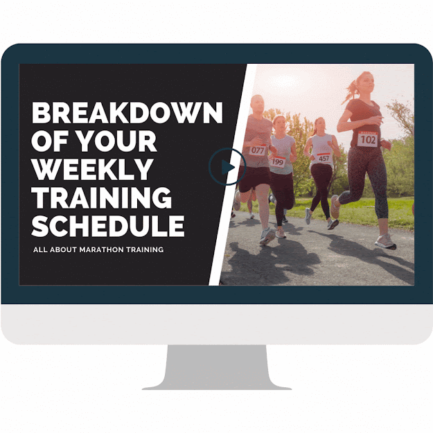 A GIF of the Marathon Training Schedule coaching videos that are inside the Run Your First Marathon Training Program. 
