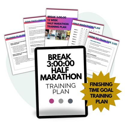 3 Hour Half Marathon Training pace and plan mockup