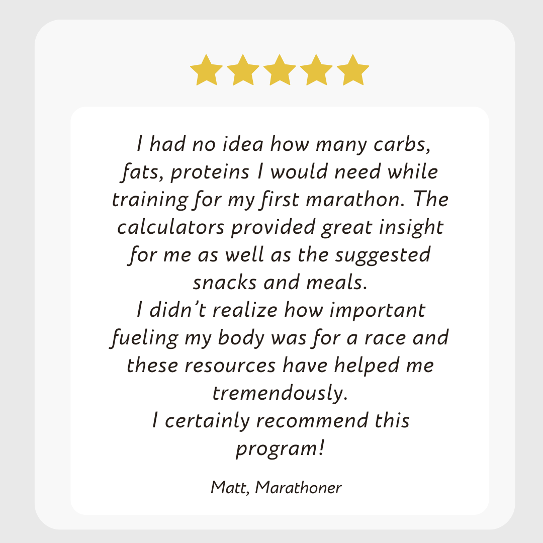 Testimonial of Eat Like a Marathoner Nutrition Course from runner who said the course tremendously helped him for his first marathon.